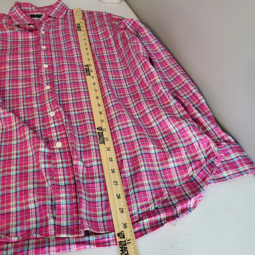Polo Ralph Lauren Mens XL Pink Plaid Cotton Long Sleeve Button Down Shirt Preppy